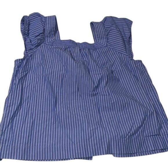 Gap Blue & White Striped Button-Up Blouse Medium 100% Cotton Made In Indonesia - Picture 9 of 12